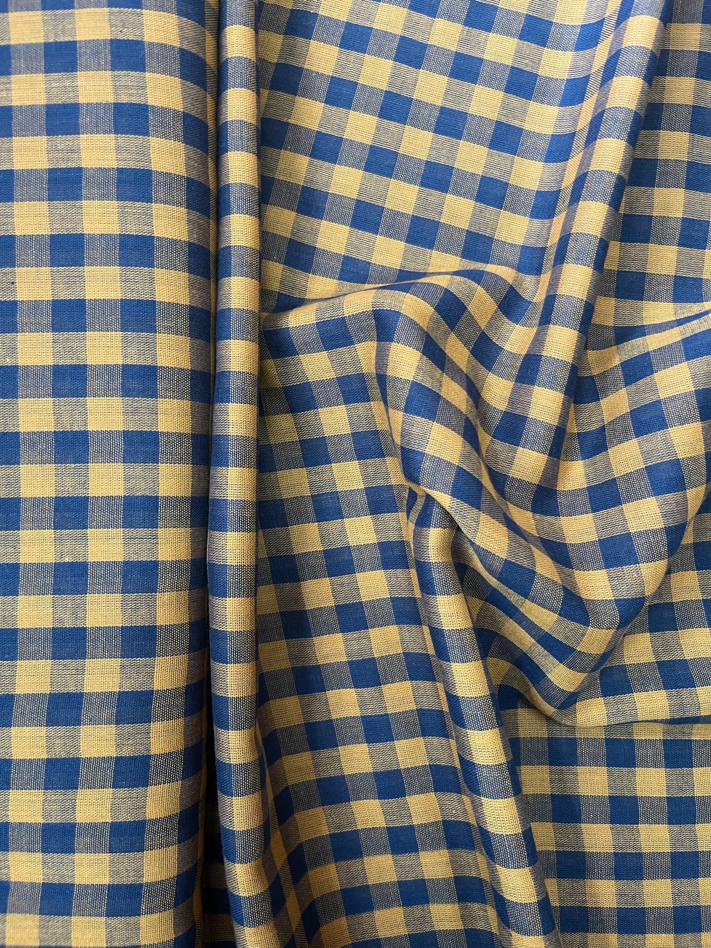 Gingham Night Ochre Fabric