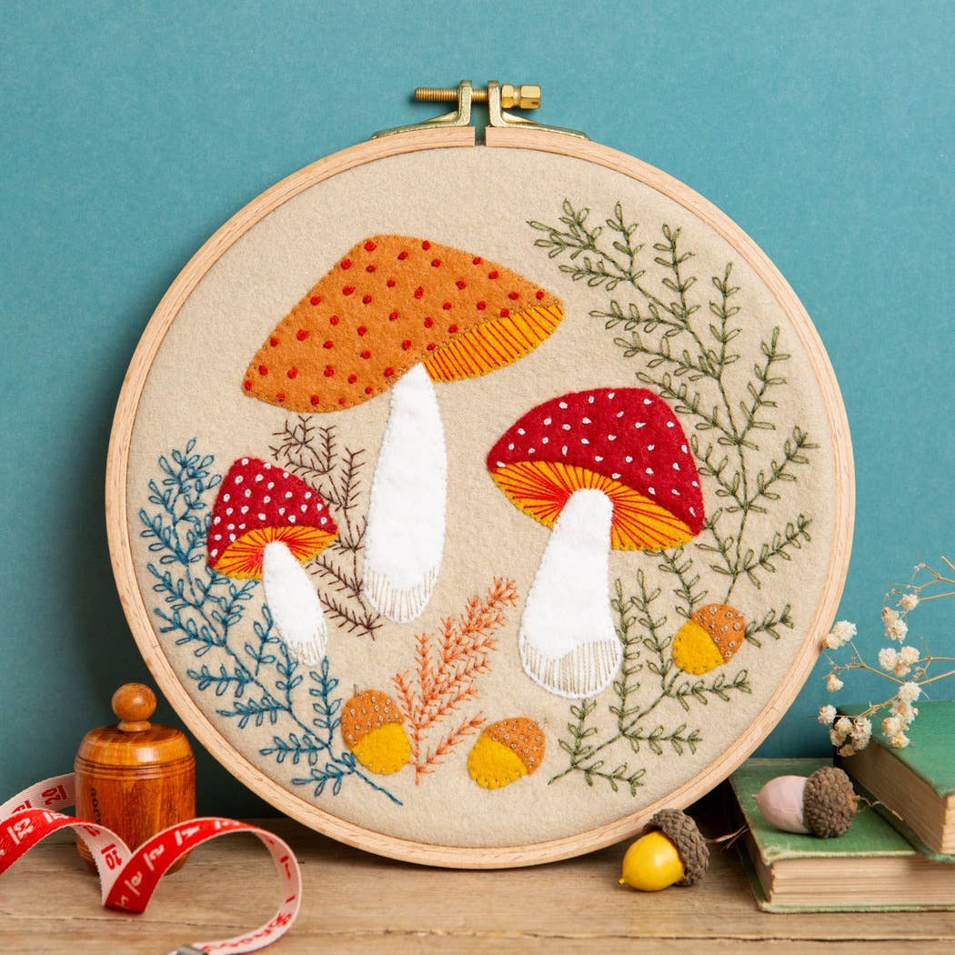 Toadstools — Felt Appliqué Hoop Kit