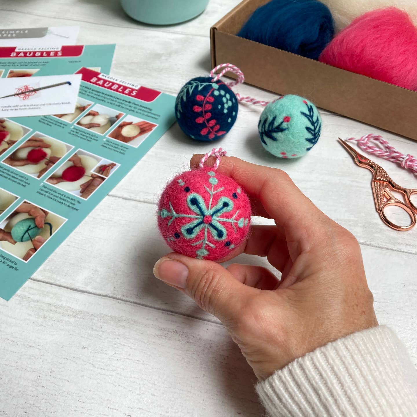 Needle Felting Kit -  Christmas Baubles