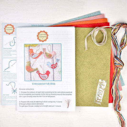 Folk Birds — Wool Mix Felt Craft Kit