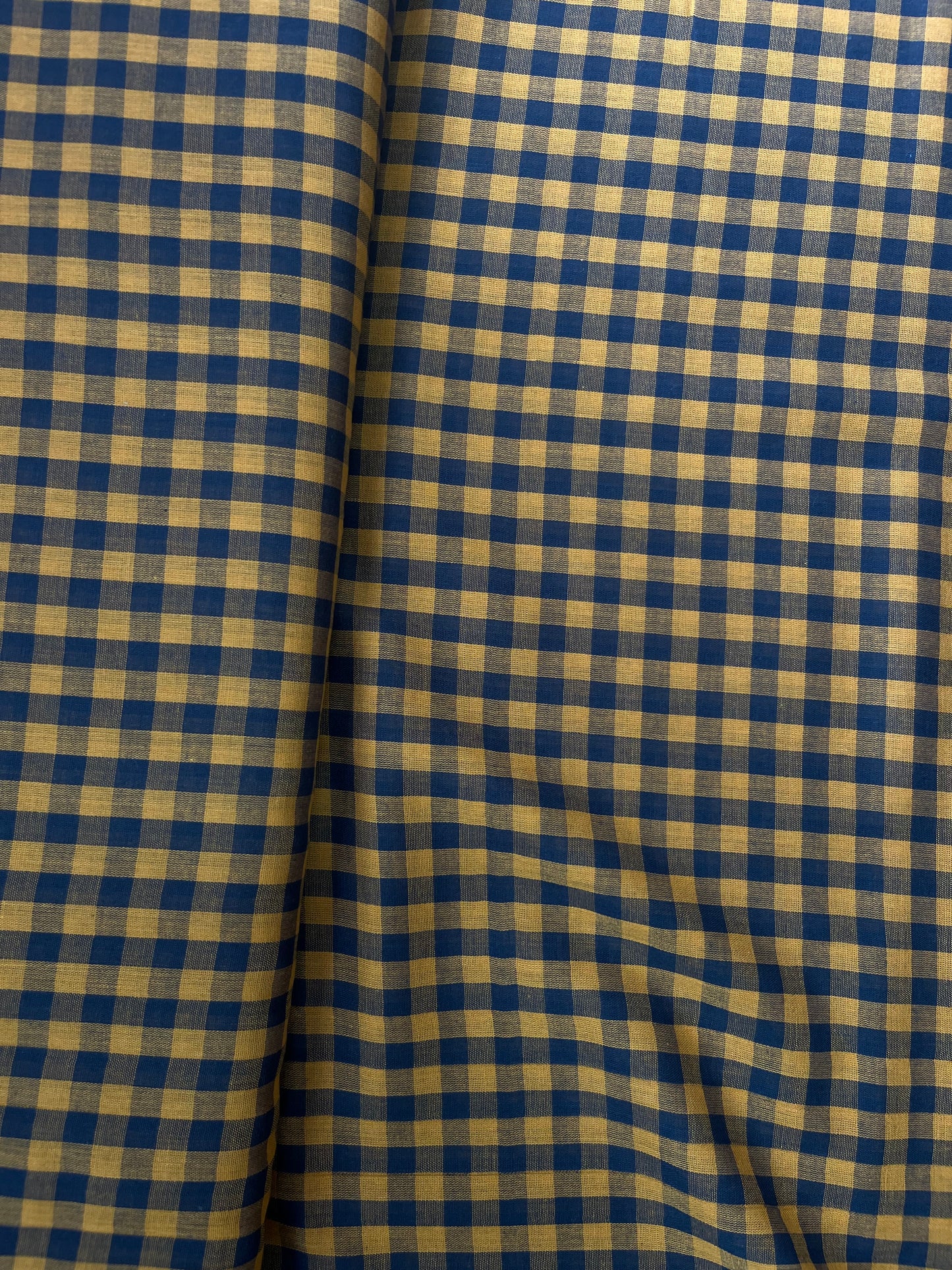 Gingham Night Ochre Fabric