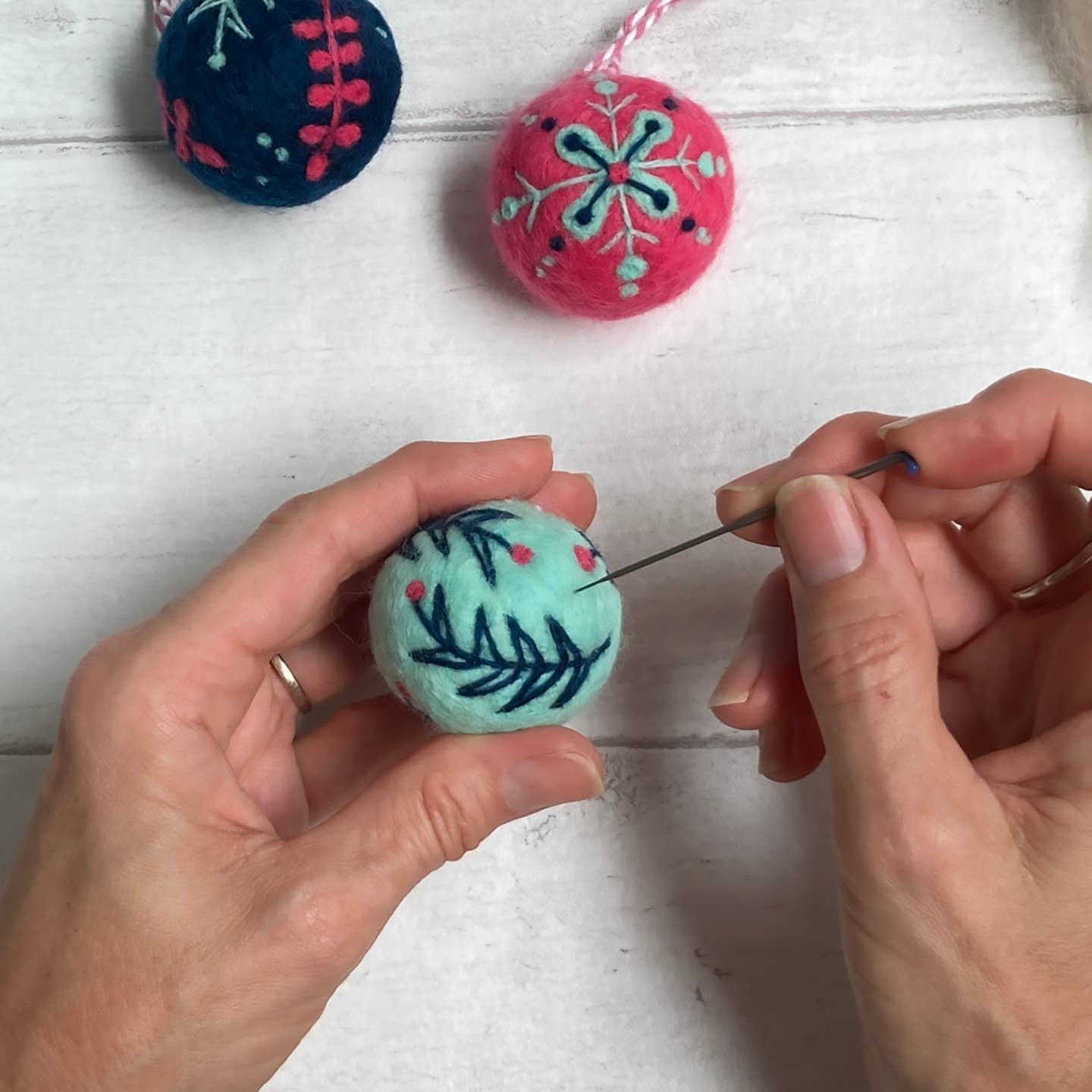 Needle Felting Kit -  Christmas Baubles