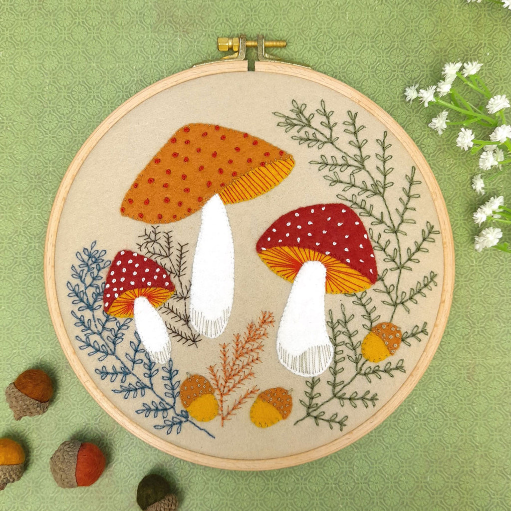 Toadstools — Felt Appliqué Hoop Kit