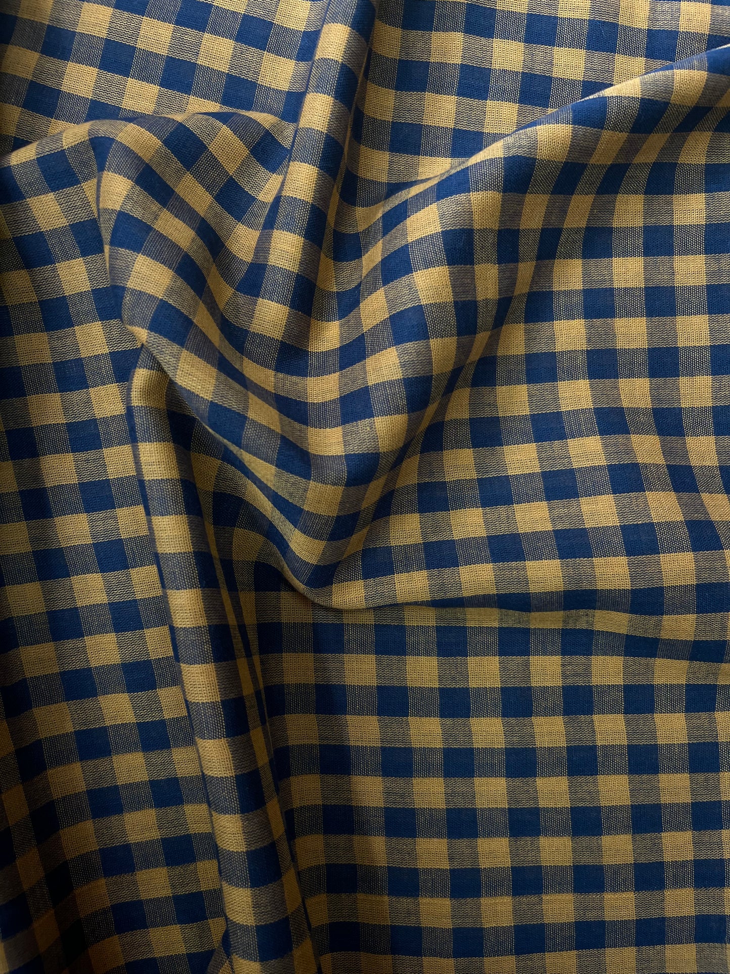 Gingham Night Ochre Fabric