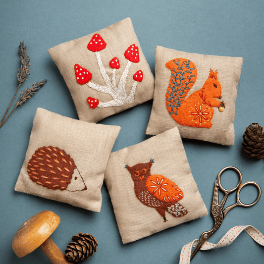 Woodland Linen Lavender Bags — Embroidery Kit